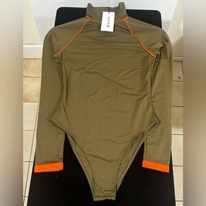 SHEIN Olive Green and Orange Women’s Swimwear